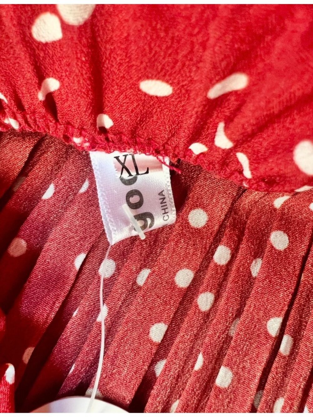 Naggoo Red & White Polka Dot Pleated Skirt Or Strapless Dress Cotton Blend XL Ne - Picture 9 of 13